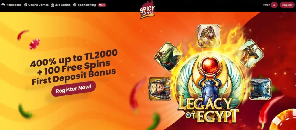 Spicy Jackpots main screen